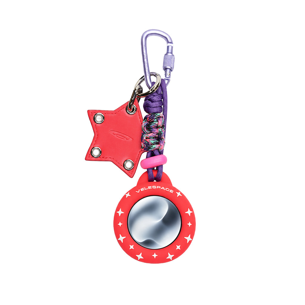 GLITTER Bump Cord Keychain (STAR ORBIT) - RED/RED