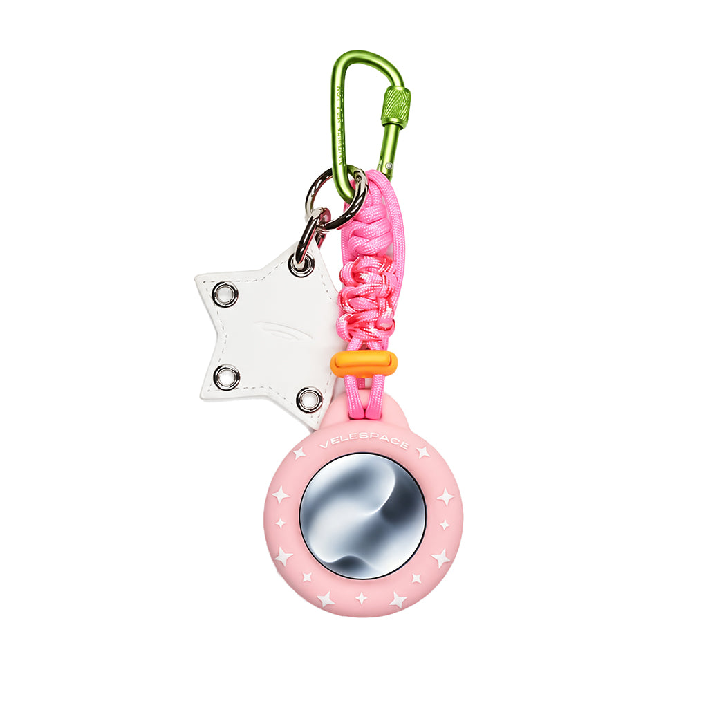 GLITTER Bump Cord Keychain (STAR ORBIT) - Pink/White