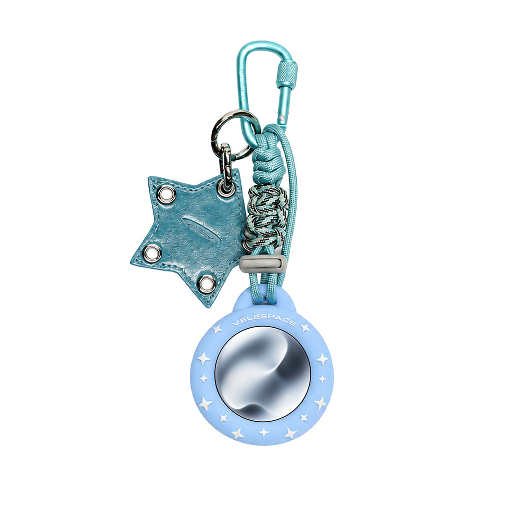 GLITTER Bump Cord Keychain (STAR ORBIT) - Baby Blue/Indigo Blue