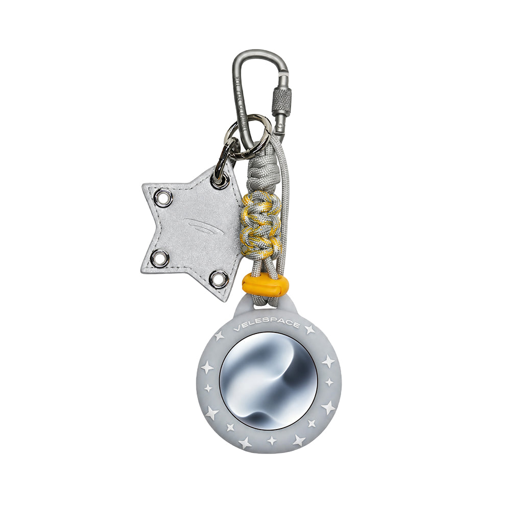 GLITTER Bump Cord Keychain (STAR ORBIT) - Light Grey/Titanium