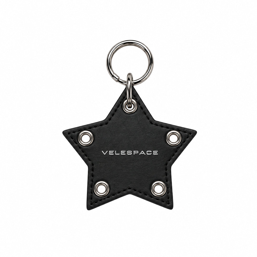 VELESPACE Faux Leather Star Charm — Black